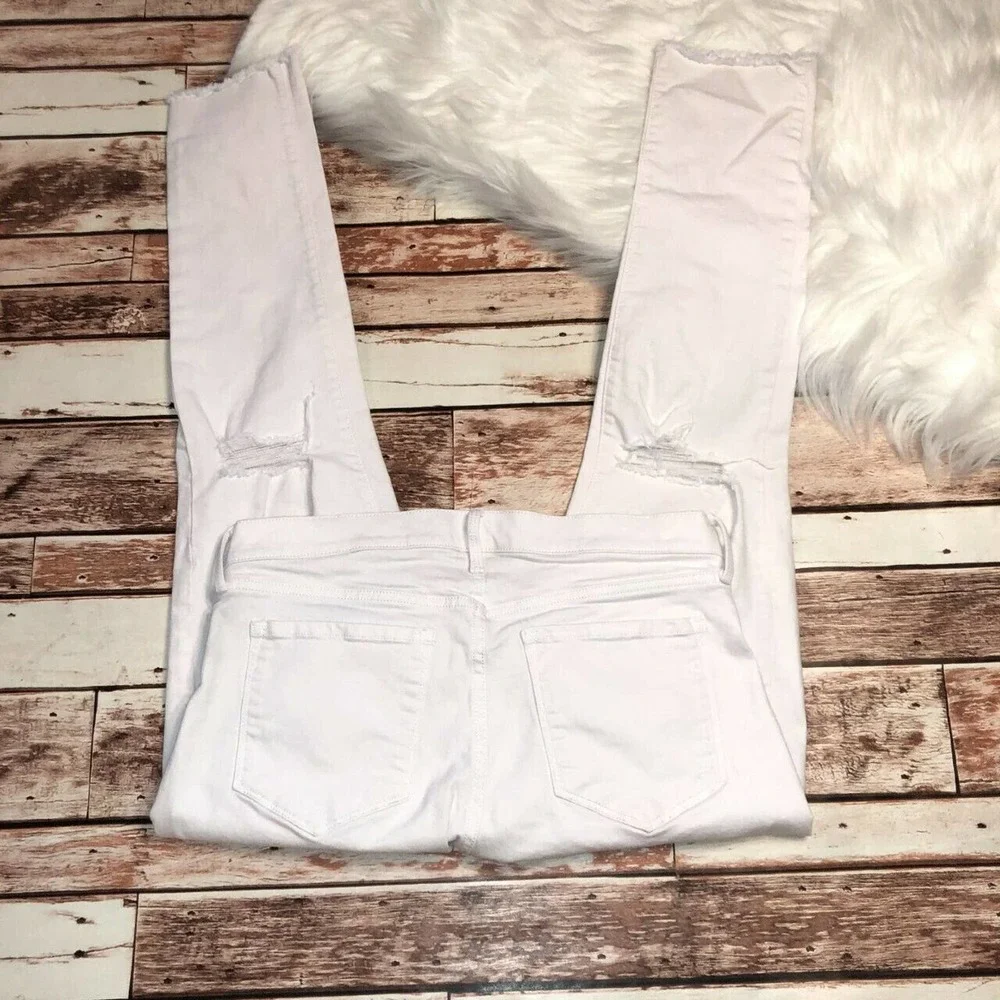 Banana Republic Women's Skinny Ankle Jeans Sz 27 Light Pink Raw Hem Distressed - Picture 5 of 5
